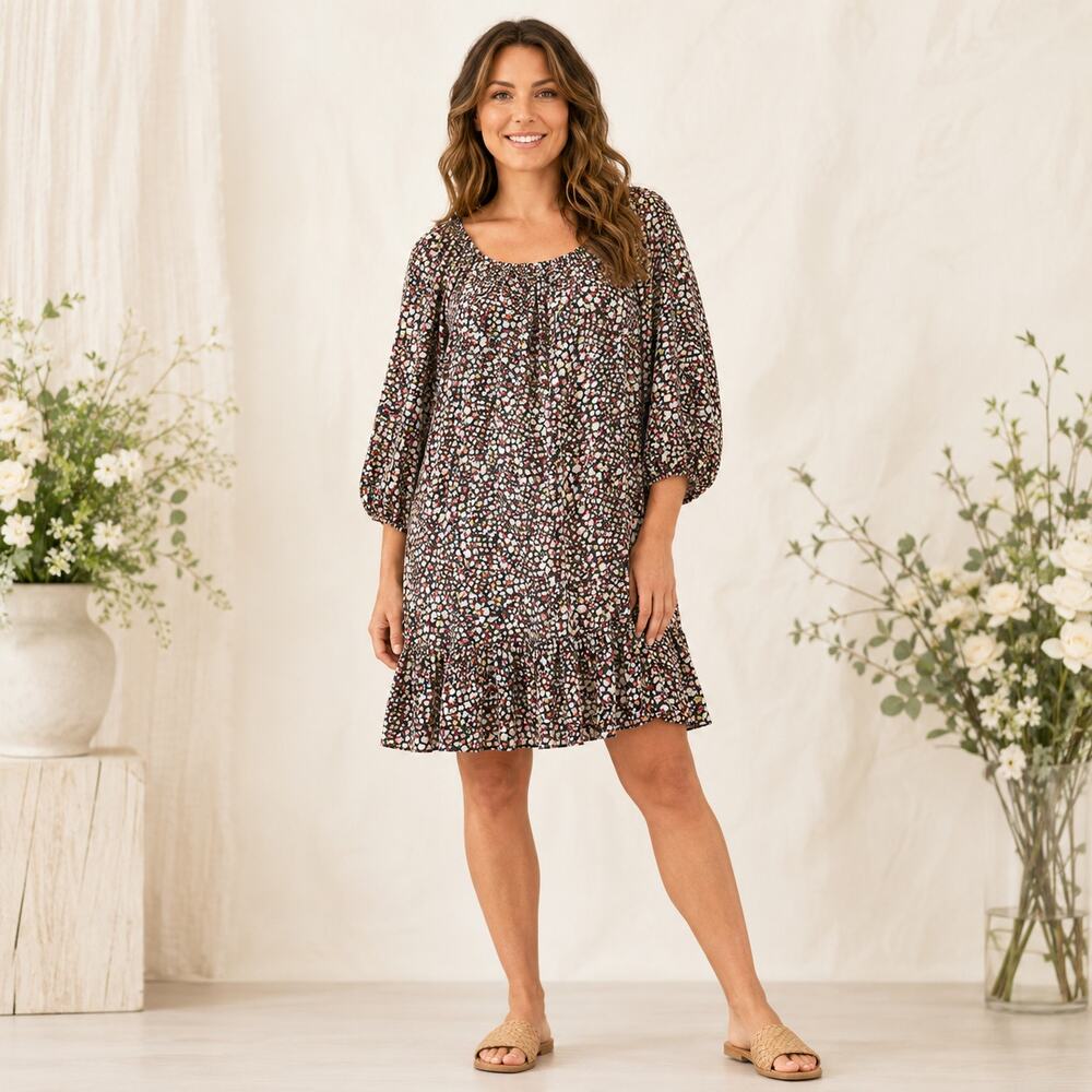 Victoria's Secret Moda International Silk Dress S Floral Boho Ruffle Lined